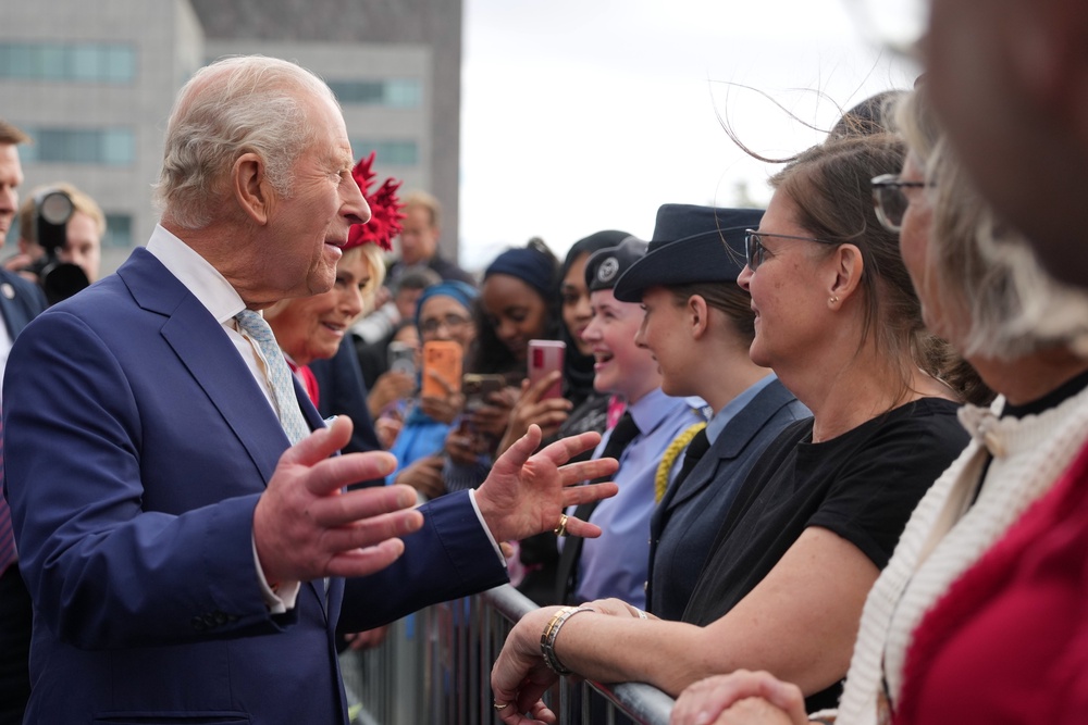 King Charles and Queen Camilla meet members of the public after attending the ceremonial opening of the Senedd (Alastair Grant/PA)