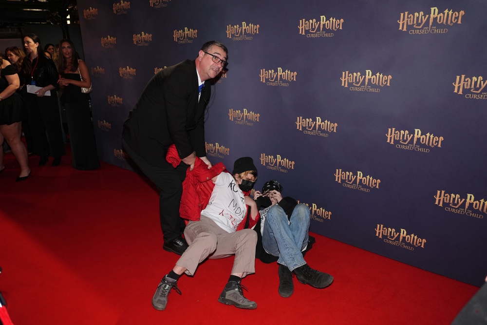 Trans rights protestors crashed the red carpet on Thursday (Jonathan Brady/PA) (PA Wire)