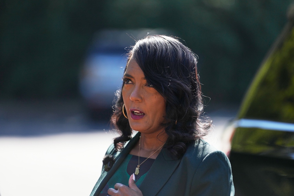 Democratic gubernatorial candidate Keisha Lance Bottoms arrives to vote early in the Georgia Primary Election on Wednesday (AP)