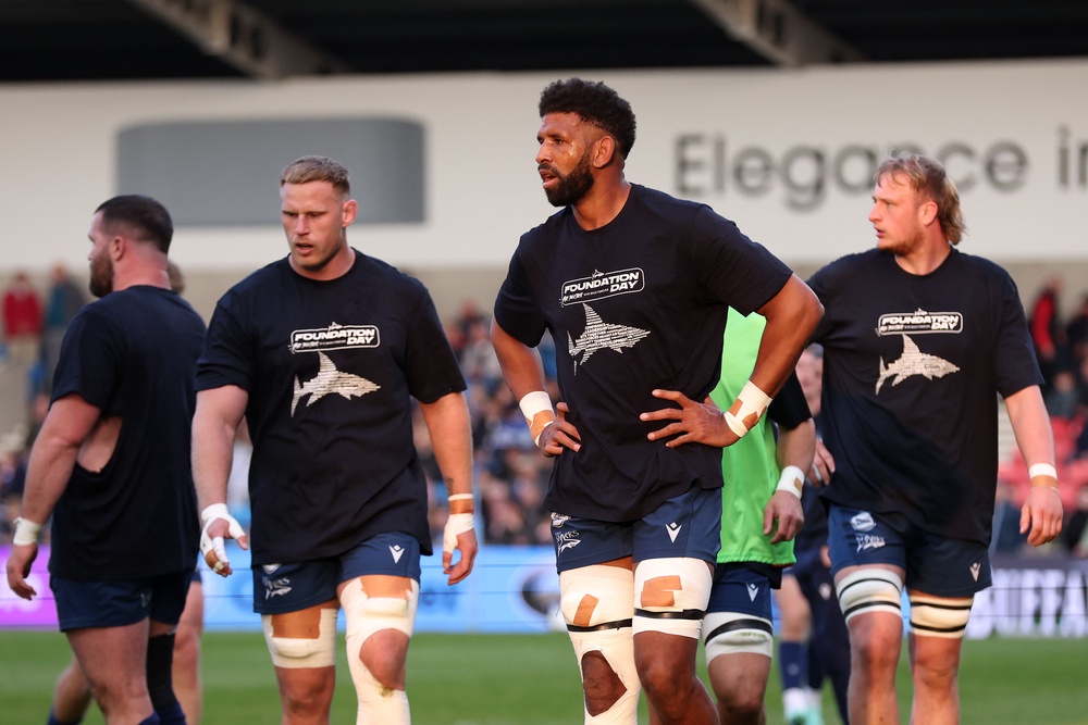 Hyron Andrews of Sale Sharks prior to the Gallagher Premiership Rugby match between Sale Sharks and Saracens (Getty)