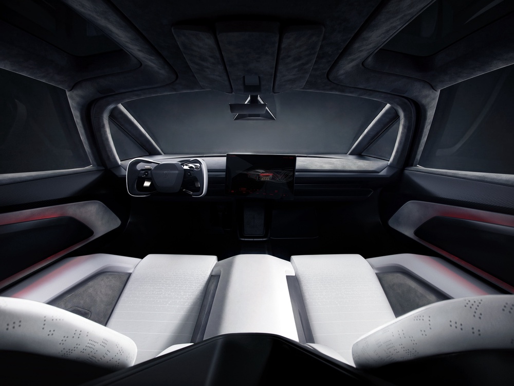 Tesla Roadster’s interior features a yoke steering wheel and an electronic steer by wire system (Tesla)