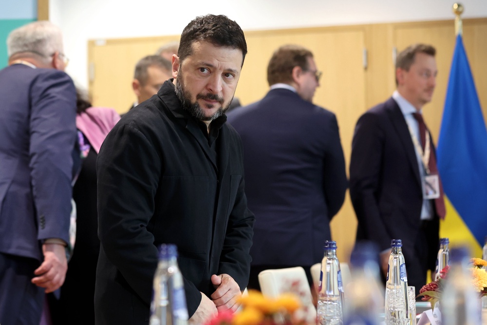 Ukraine’s President Volodymyr Zelensky was in Brussels on Friday (Olivier Hoslet/ Pool/AP) (AP)