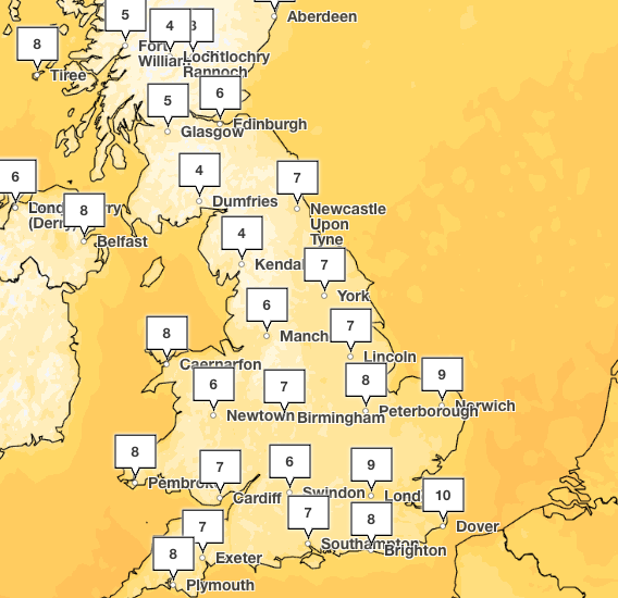 Overnight temperatures are set to dip below 10C for most of the country on Saturday (Met Office)