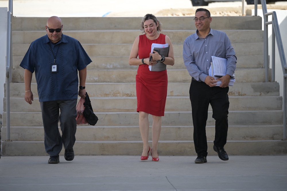 Members of the prosecution team arrive at the civil court facilities in Ensenada, Baja California state, Mexico on 16 October 2026 (AFP/Getty)
