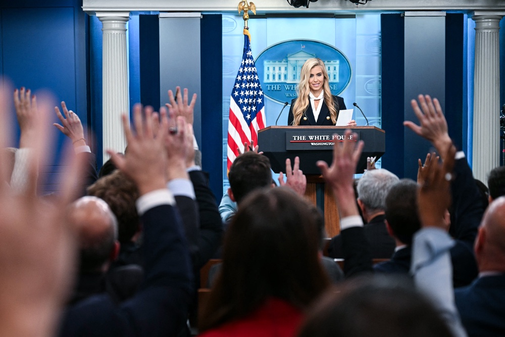 In her first press briefing, she only spoke for 14 minutes and took three questions (AFP/Getty)