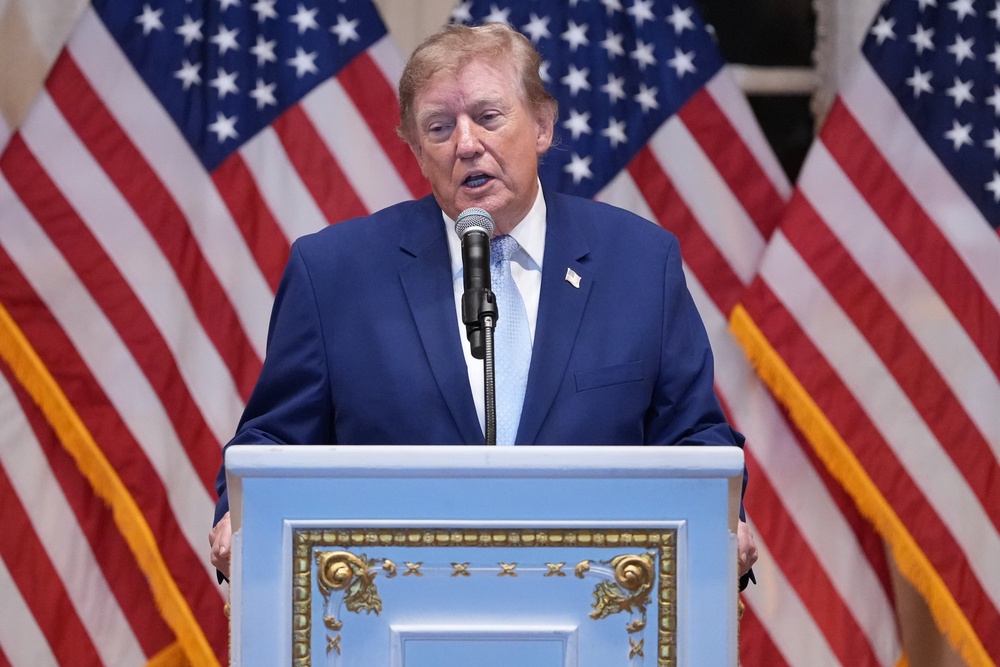 US president Donald Trump refused to say Vladimir Putin started the war (AP)