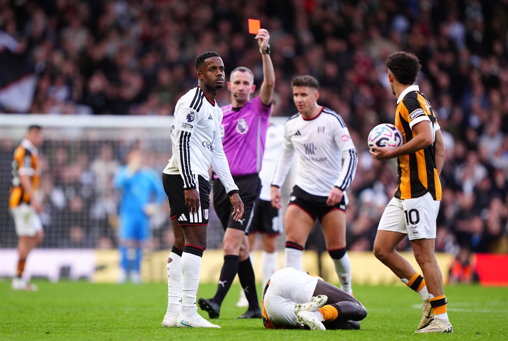 Ryan Sessegnon was sent off late in the game (PA)