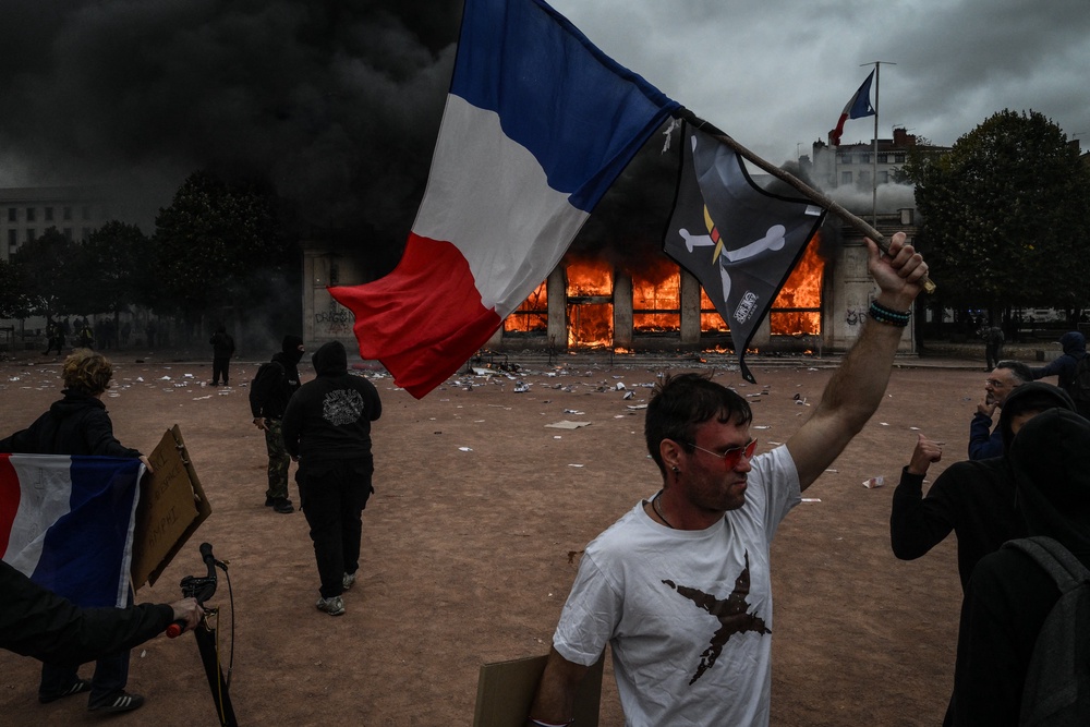 Image from: France protests latest: Macron says ‘we all feel anger and shame’ after ‘unprecedented violence’ nationwide