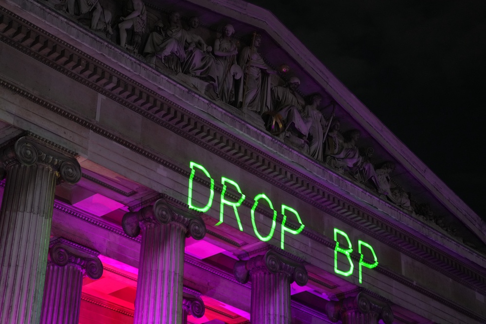 Protesters project ‘Drop BP’ onto the facade of the British Museum (Jeff Moore/PA) (PA Wire)