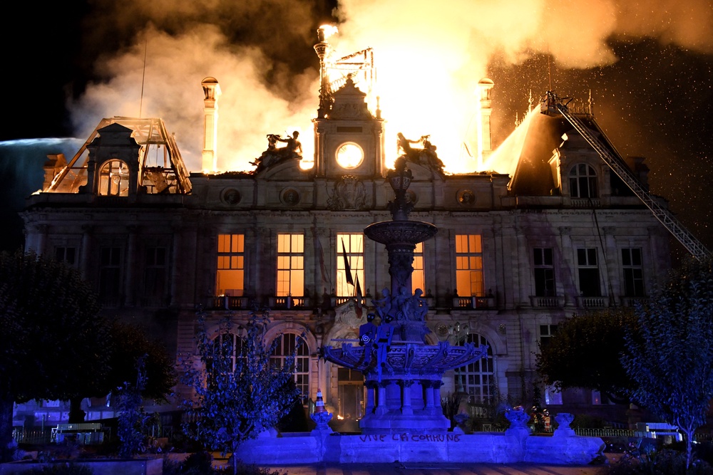 A fire burnt and destroyed the city hall in Limonges (AFP/Getty)