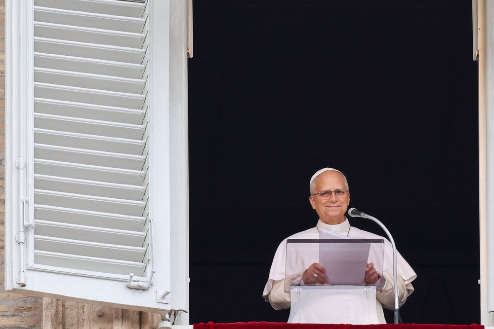 The crowd erupted in cheers when the pontiff showed himself in the window overlooking the square, where a week ago on the same occasion of the traditional Angelus blessing he revealed that a nodule had been located on his lung, and that it would be surgically removed (Reuters)