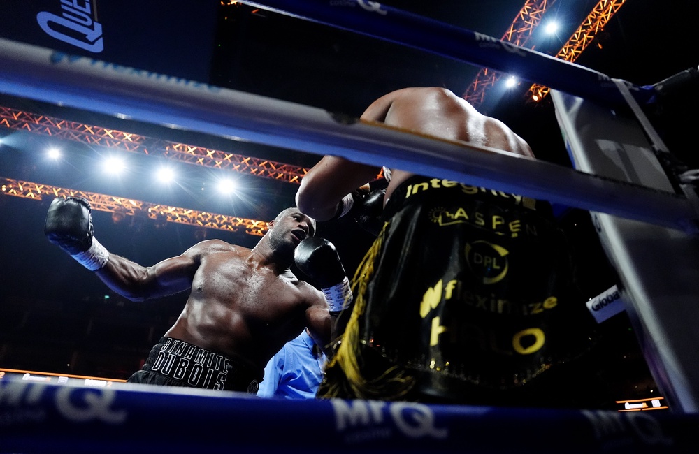 Daniel Dubois (left) launched a relentless assault at Fabio Wardley at The O2 Arena (Nick Potts/PA) (PA Wire)