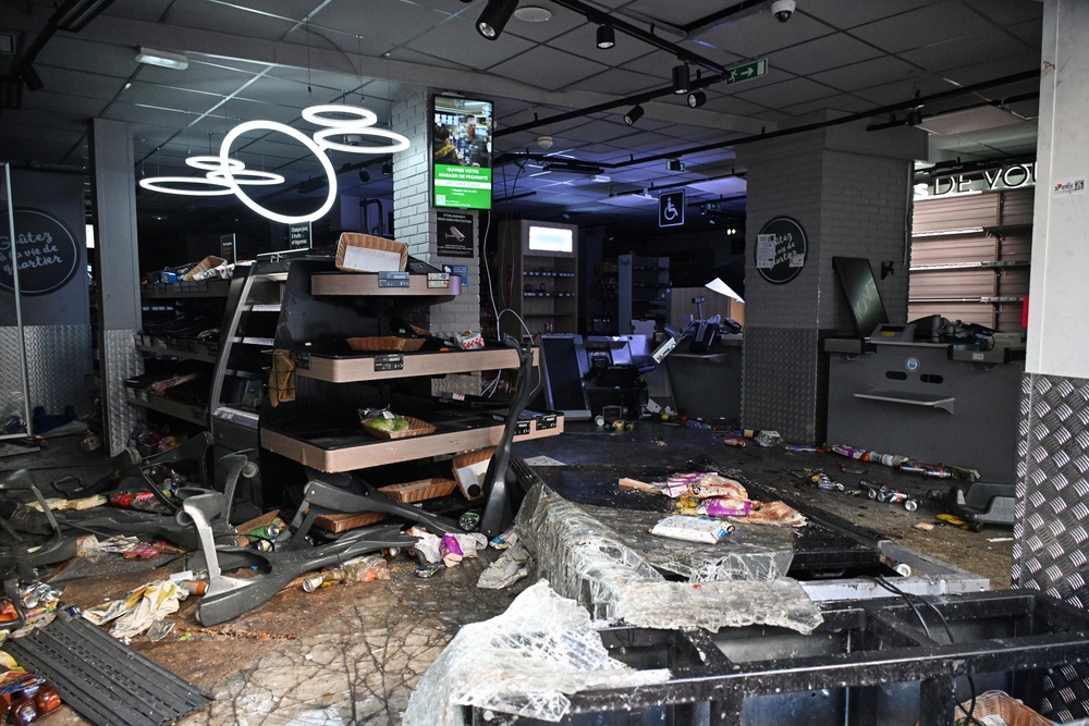 A looted store the day after a demonstration in Paris (AP)