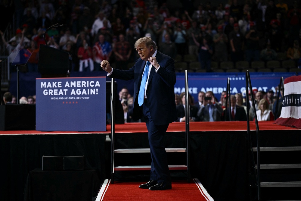 Despite polling figures reflecting some dissatisfaction with his presidency, Trump has urged voters to 'pretend' that he is on the ballot (AFP/Getty)