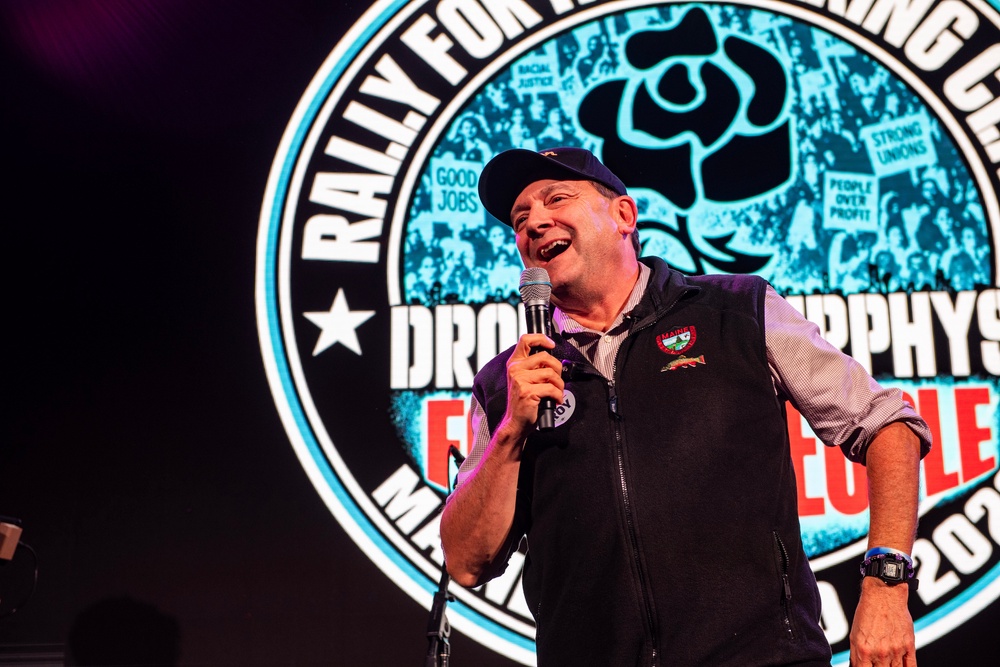 Troy Jackson speaks to union workers and supporters at a rally with the Dropkick Murphys on October 16, 2026 in Biddeford, Maine (Getty)