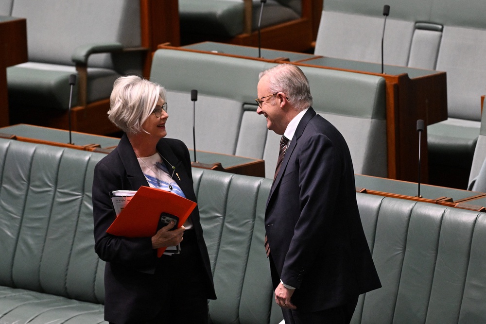 Prime minister Anthony Albanese and MP Helen Haines (Reuters)