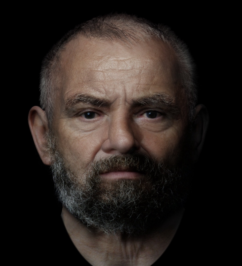 The man's skull will be displayed alongside the digital facial reconstruction in the exhibition (PA)