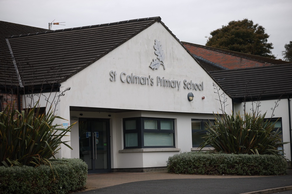 St Colman's Primary School in Lambeg, Co Antrim, which received a bomb threat. (PA)