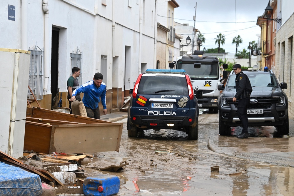 Spain’s Prime Minister Pedro Sánchez will visit Valencia on Tuesday to see the impact of the storm (AFP/Getty)