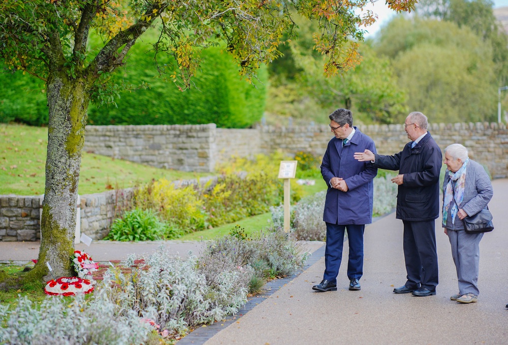Prime Minister Andy Burnham (left) with chairman of the Aberfan Memorial Charity David Davies and Mair Morgan, the last surviving teacher of Pantglas Junior School who witnessed the Aberfan disaster (Ben Birchall/PA) (PA Wire)