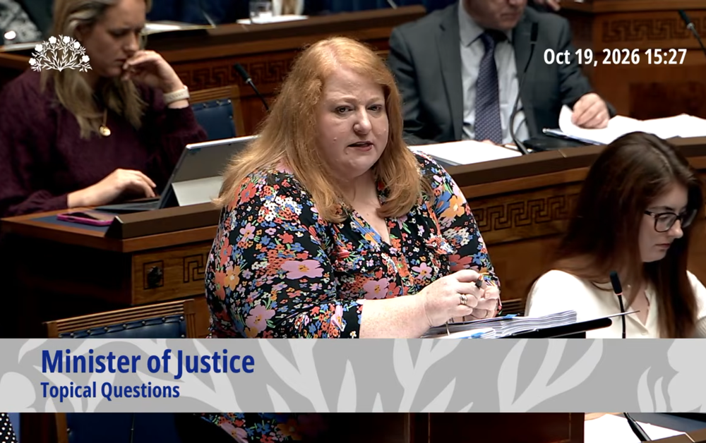 Stormont Justice Minister Naomi Long during questions for her department in the Northern Ireland Assembly on Monday. (NIAssembly/PA)