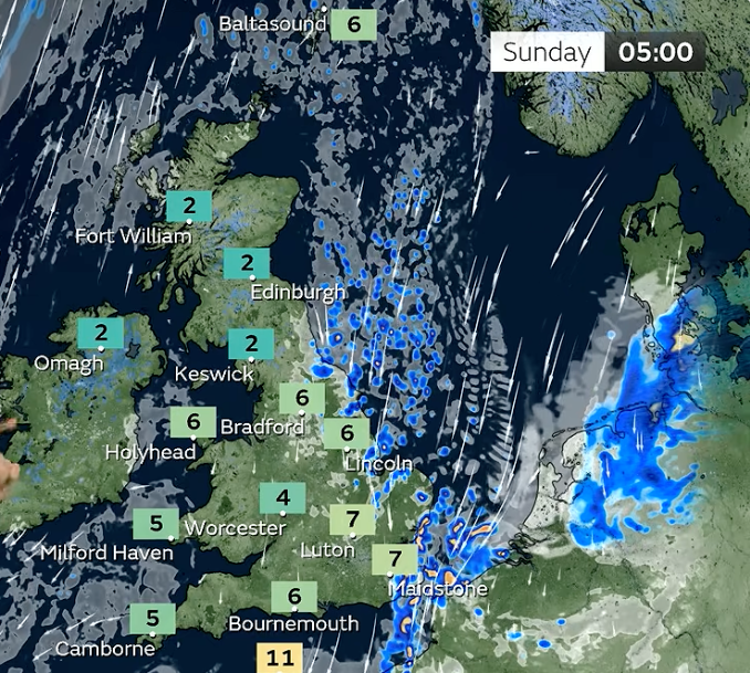 Sunday (18 October) started off with low temperatures, particularly in Scotland (Met Office)