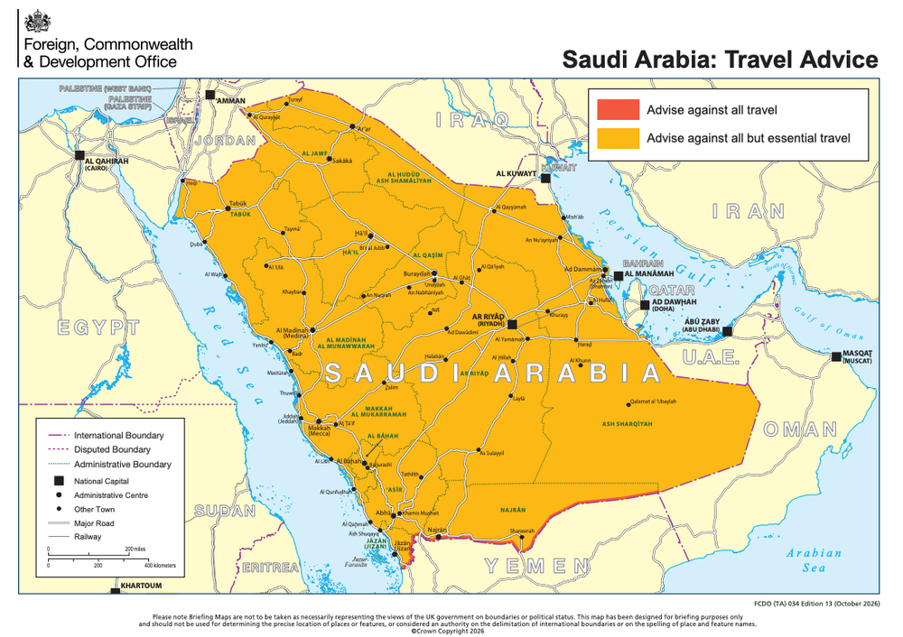 FCDO travel advice for Saudi Arabia as of 17 October (FCDO) (FCDO)
