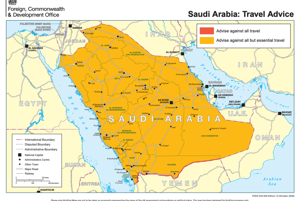 FCDO travel advice for Saudi Arabia as of 17 October (FCDO)