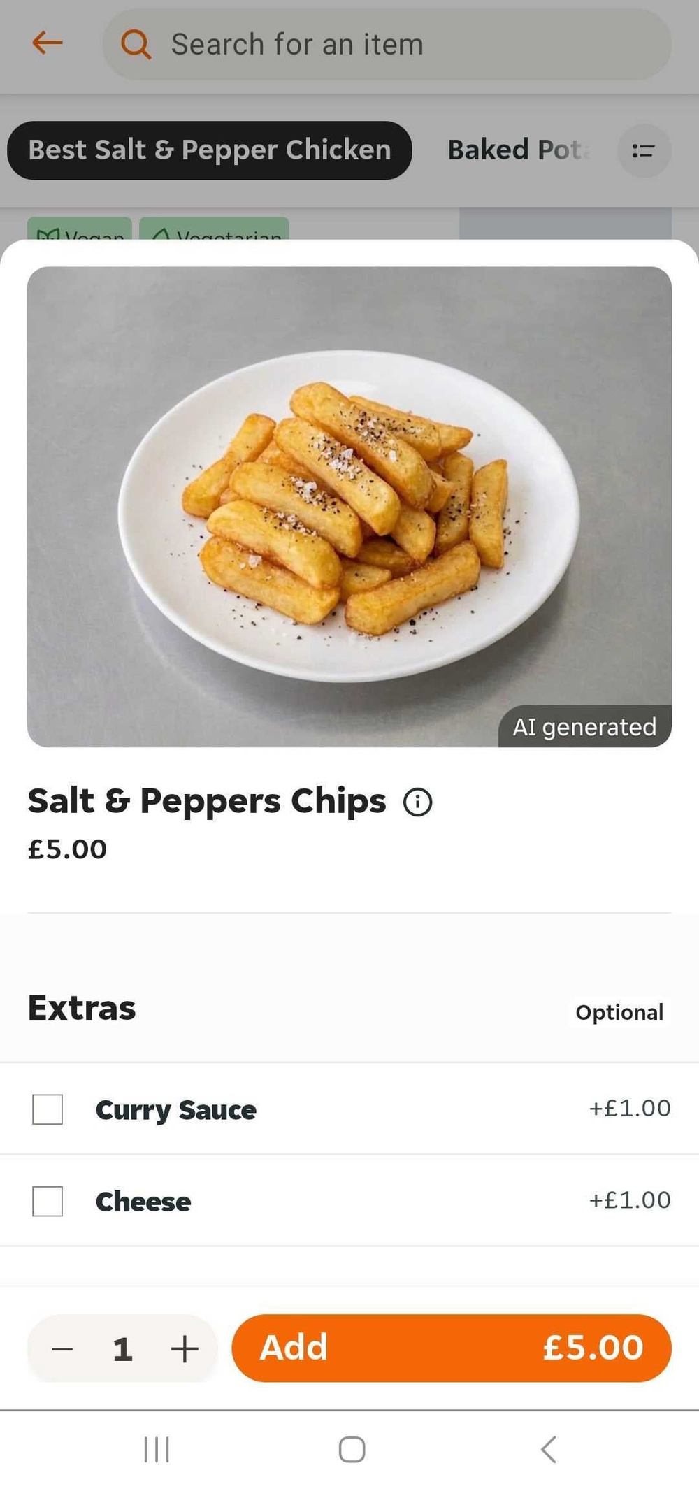 Salt and pepper chips - a delicacy on Chinese takeaway menus across the country (JustEatUK)