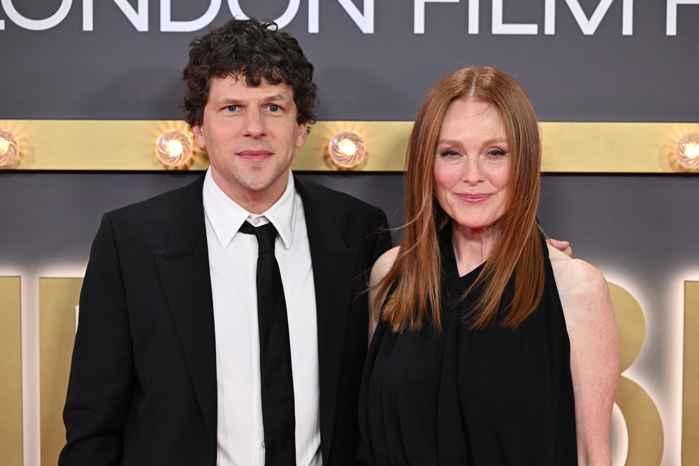 Jesse Eisenberg and Julianne Moore attend the premiere of The Debut at London Film Festival on Sunday, 18 October. (Doug Peters/the Press Association)