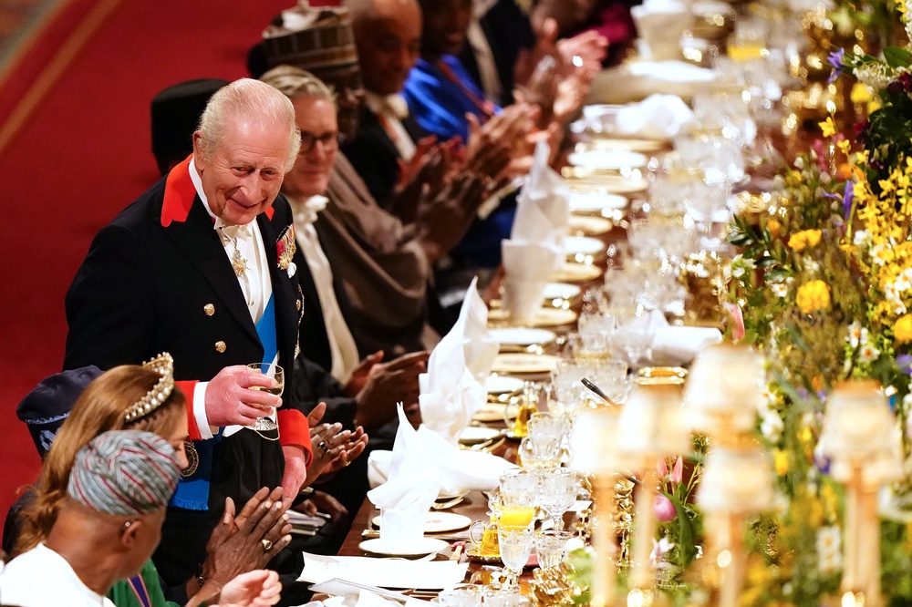 The King delivering his speech during the state banquet for President of Nigeria in March (Aaron Chown/PA) (PA Archive)