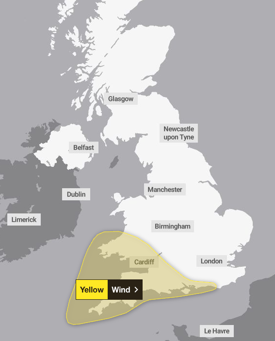 A yellow weather warning is in place on Friday (Met Office)