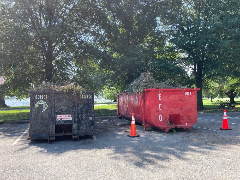On Monday night, Trump posted over a dozen photos of the courses, including images depicting dumpsters and trucks overflowing with debris (@RealDonaldTrump, Truth Social)