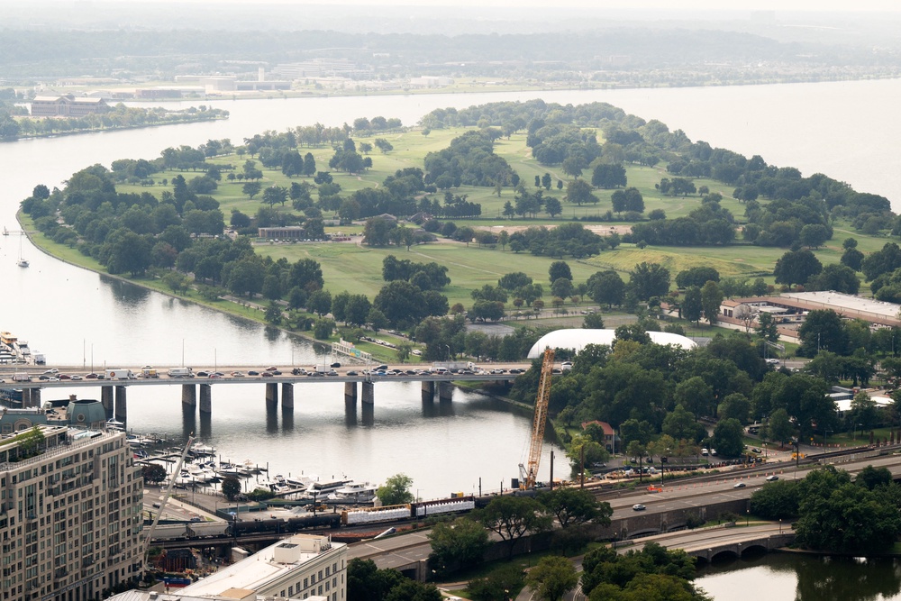 Hains Point and the East Potomac Golf Links is seen in Washington, DC, on September 1 (AFP via Getty Images)