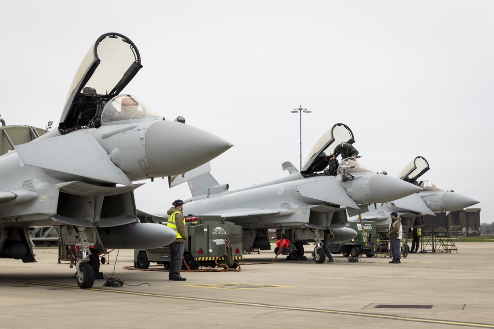 RAF Typhoons will fly defensive missions (Sgt Nicholas Egan RAF/MoD/Crown Copyright 2026/PA) (MoD/Crown Copyright)