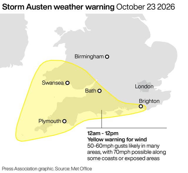 Image from: First named storm of the season to bring strong winds to parts of UK