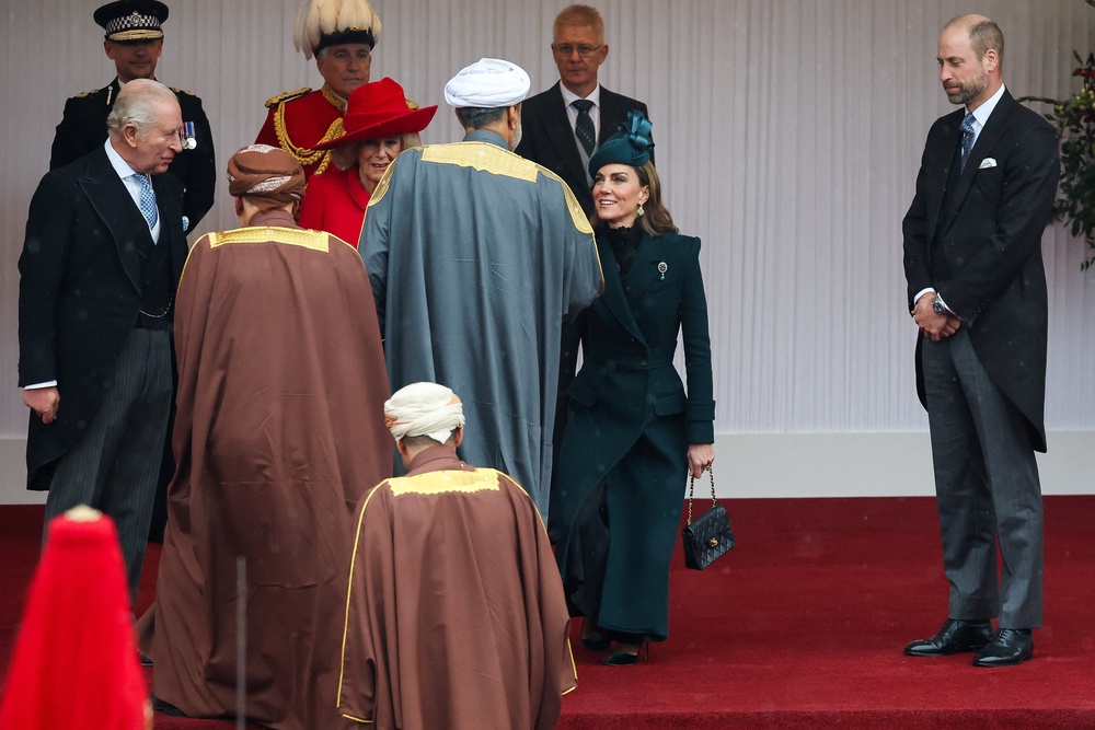 Kate curtseys while greeting the Sultan (Reuters)