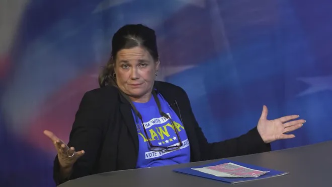 Jaime West, who is running for a seat on the Fayette County Council in Indiana, went viral after saying she would fire all Republicans if elected (Local TV3)