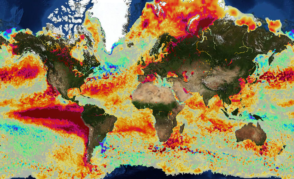 Global heat map illustrates areas of sea warming caused by the El Nino on October 18 (NOAA/El Nino live)