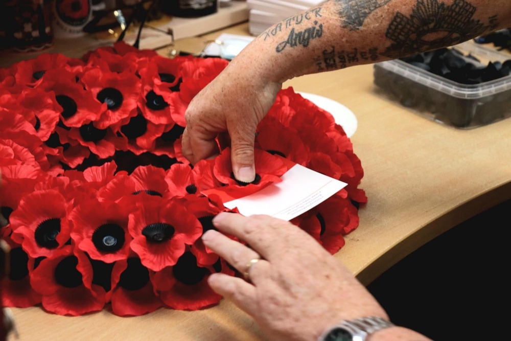 A wreath of poppies being prepared at the launch of the Scottish Poppy Appeal (PA) (PA Wire)