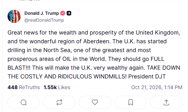 Trump's post on Truth Social (Truth Social)