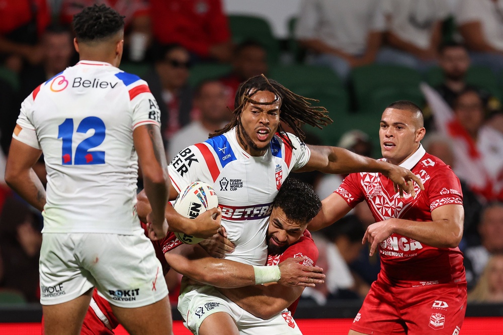 England were impressive in patches against Tonga but face an uphill battle to qualify for the semi-finals (Getty)