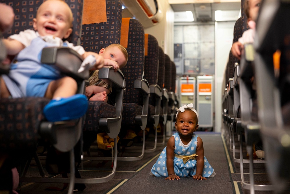Nine-month-old Emelia on board an easyJet aircraft (PA)