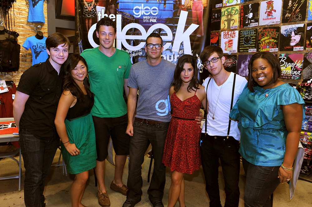 Original 'Glee' cast members, pictured in 2009, included Chris Colfer, Jenna Ushkowitz, Cory Monteith, Mark Salling, Lea Michele, Kevin McHale and Amber Riley (Getty)