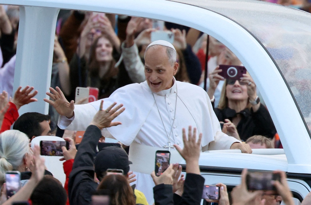 The pope returned to St Peter's Square on Wednesday (Reuters)