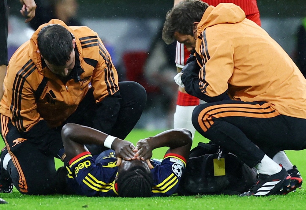 Bukayo Saka appeared to pick up a muscular problem (Reuters)