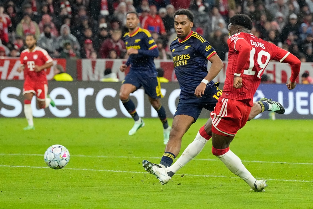 Alphonso Davies finished Kane’s glorious pass with aplomb (AP)
