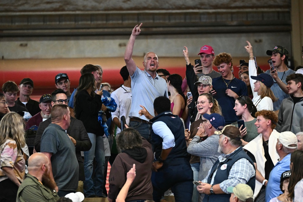 Trump was interrupted by protesters repeatedly Wednesday night, making it difficult for him to get through his speech (AFP via Getty Images)