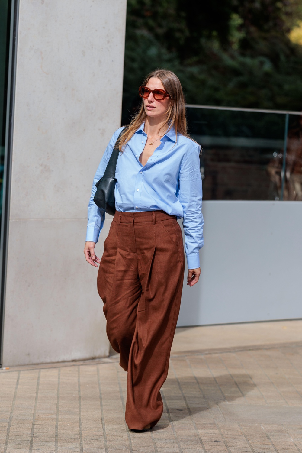 Sky blue and chocolate brown was worn on the front row of the Marks and Spencer’s London Fashion Week show (Alamy/PA)
