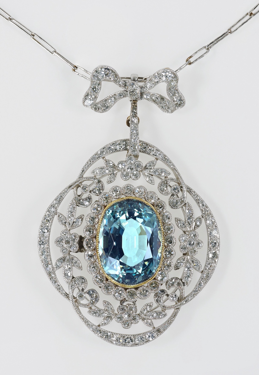 The Faberge aquamarine and diamond pendant, given to Queen Mary by her husband King George V, and later given to her granddaughter, the future Queen Elizabeth II (Royal Collection Enterprises Limited 2026/Royal Collection Trust/PA)